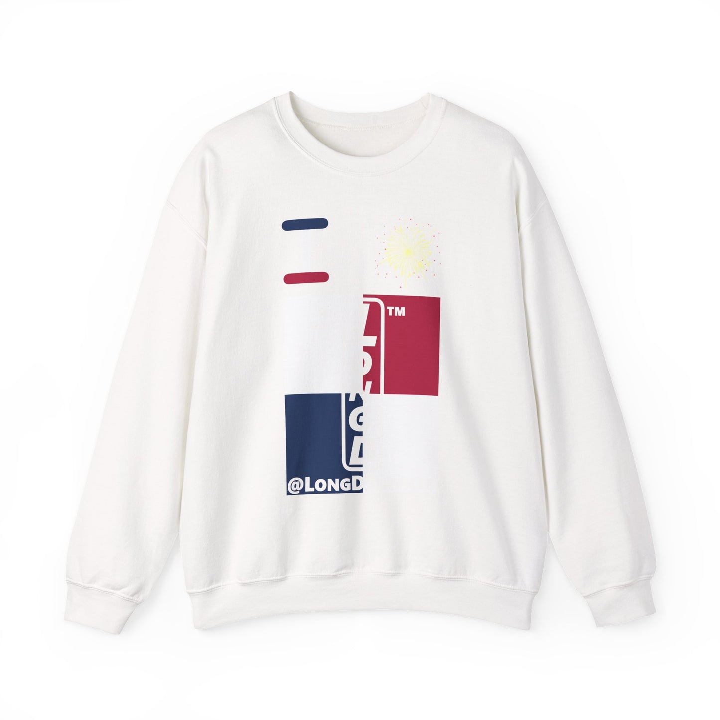 I Burst LongD negative quarters tag upright logo crewneck sweatshirt