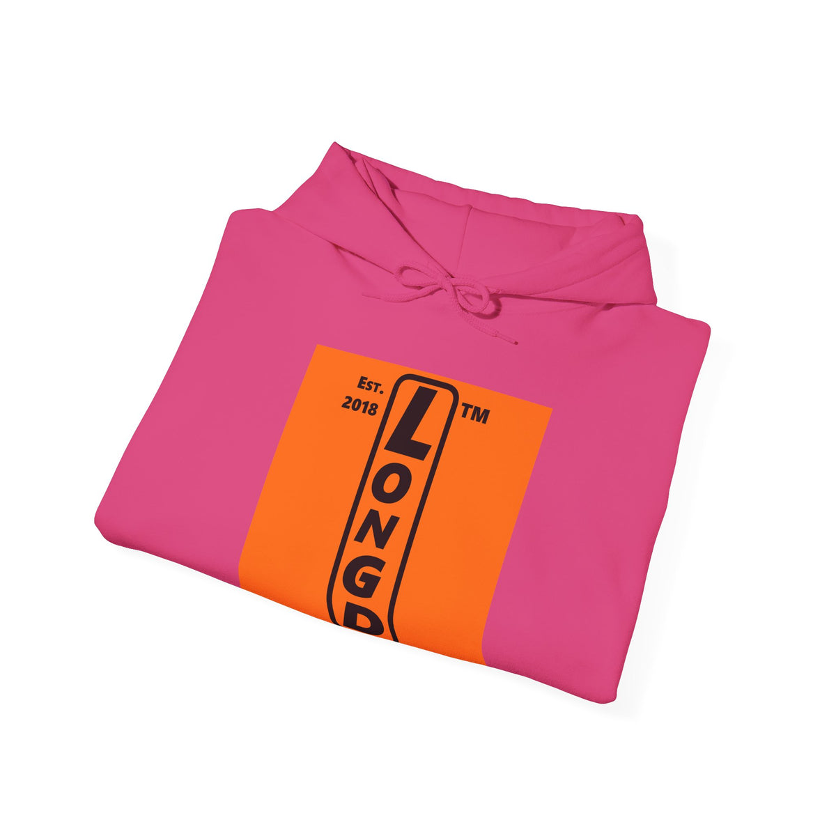 LongD Chicago upright logo Black (000000) on orange (FE7518) (Halloween colors) hoodie