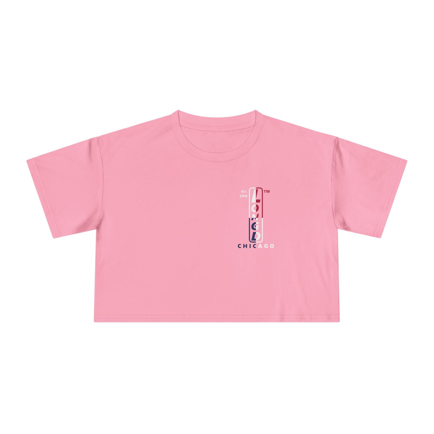 Positive quarters upright single-breasted Chicago logo crop tee (Patriotic colors)