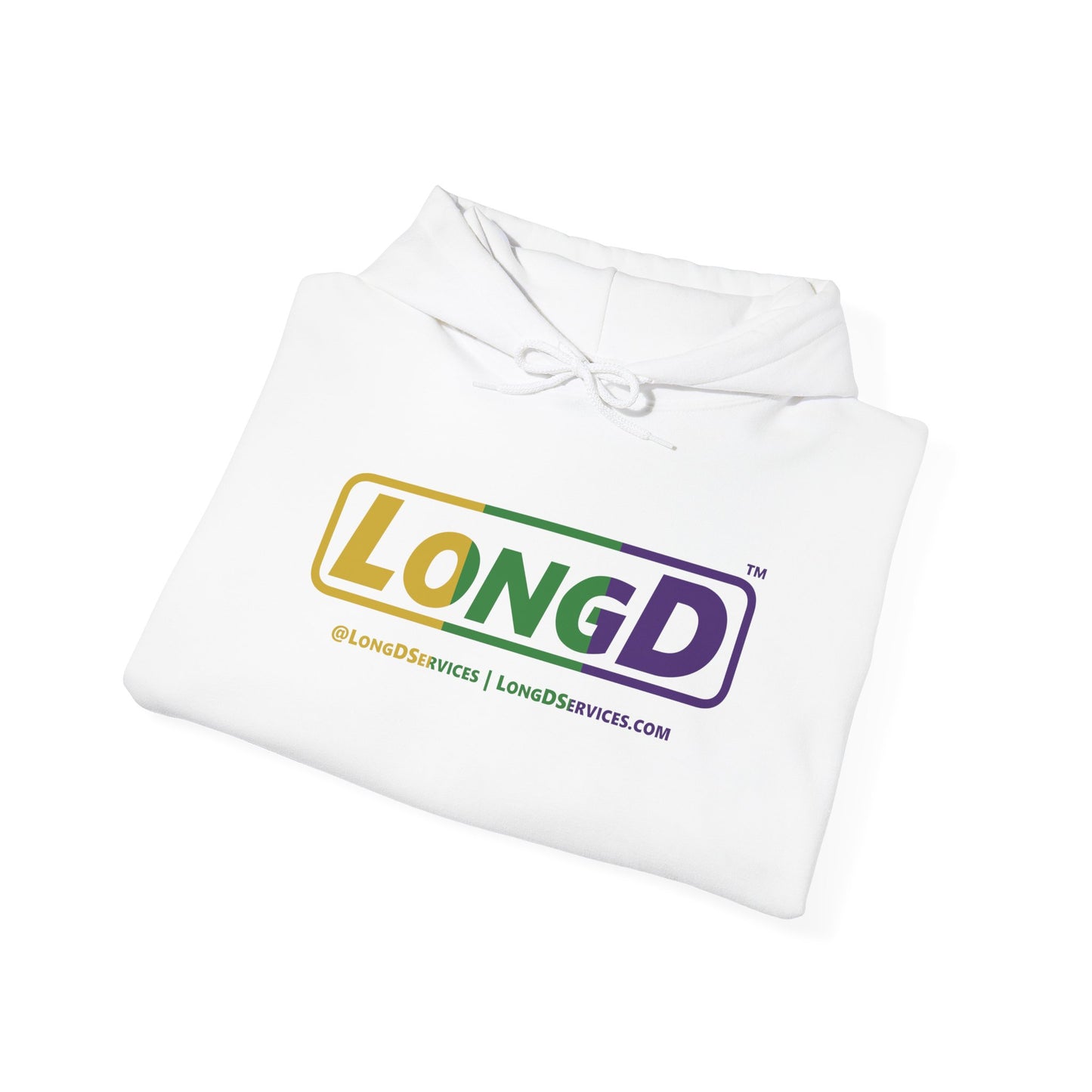 LongD® Logo Hoodie (Mardi Gras Forest Green-Royal Purple-Goldenrod Yellow text)