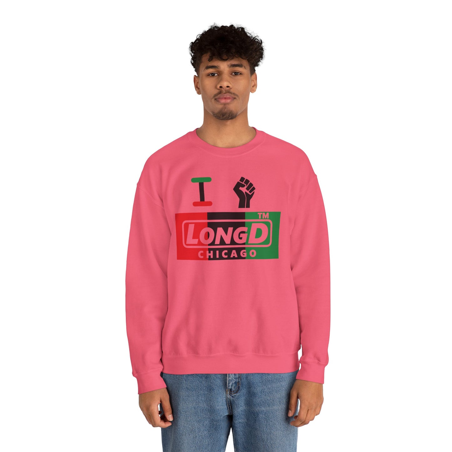 I fist LongD negative vertical 3-striped Chicago logo crewneck sweatshirt