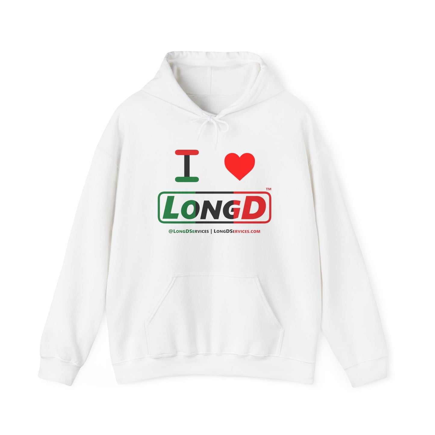 I Luv LongD® Logo Hoodie with Juneteenth positive thirds text