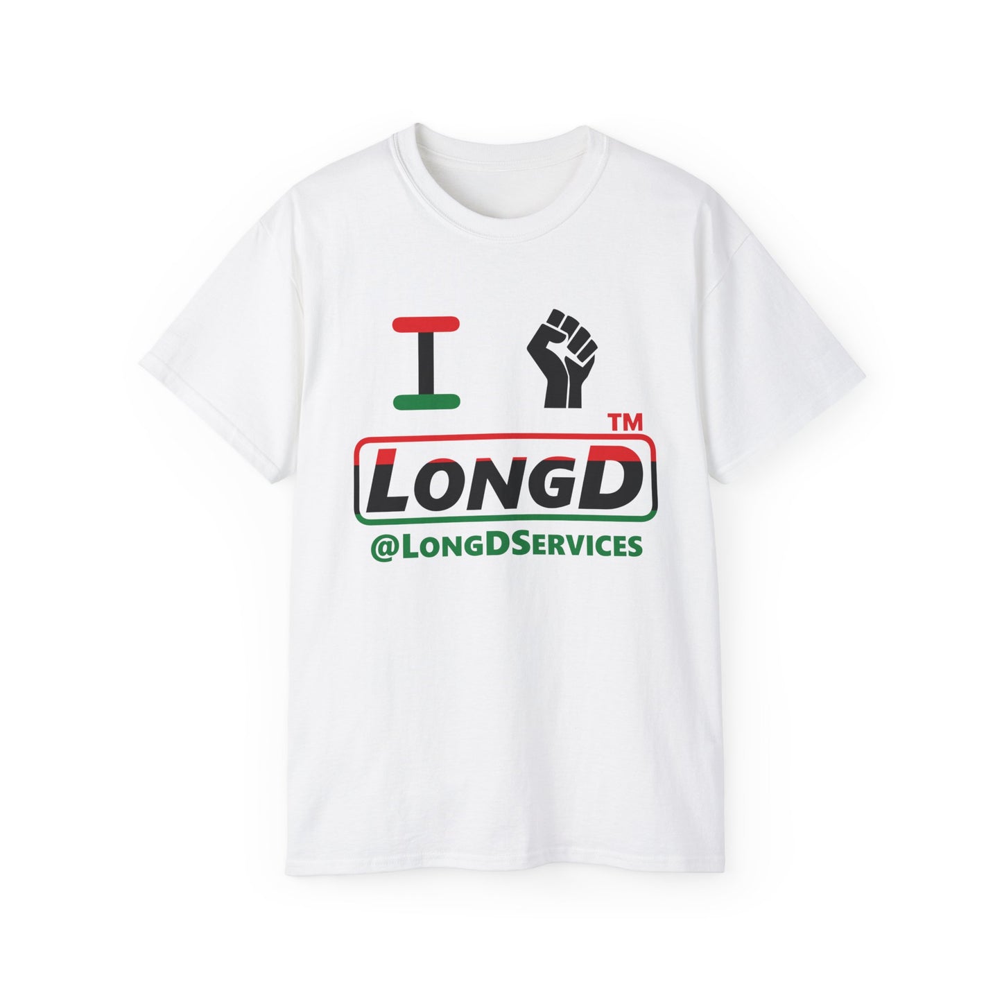 I fist LongD positive horizontal 3-striped tag logo cotton tee