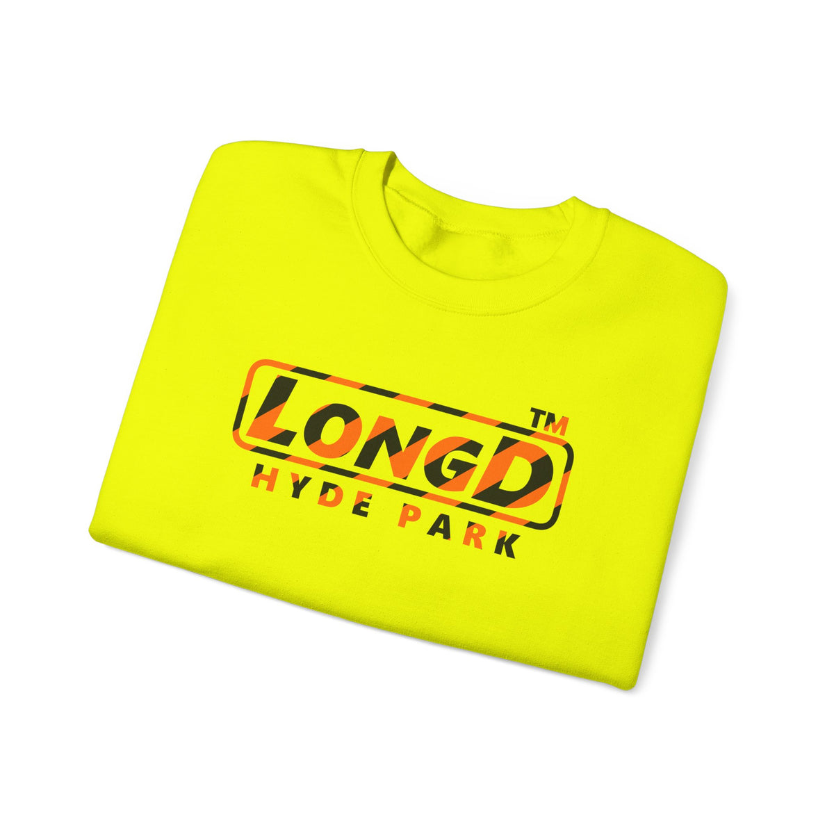 LongD Hyde Park positive 12-striped 4-print logo (Halloween colors) crewneck sweatshirt