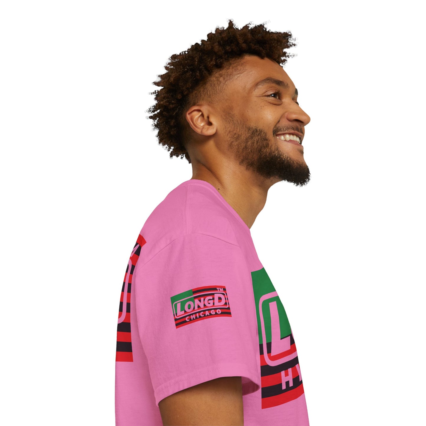 LongD negative flag Hyde Park logo 4-print cotton tee (Juneteenth colors)