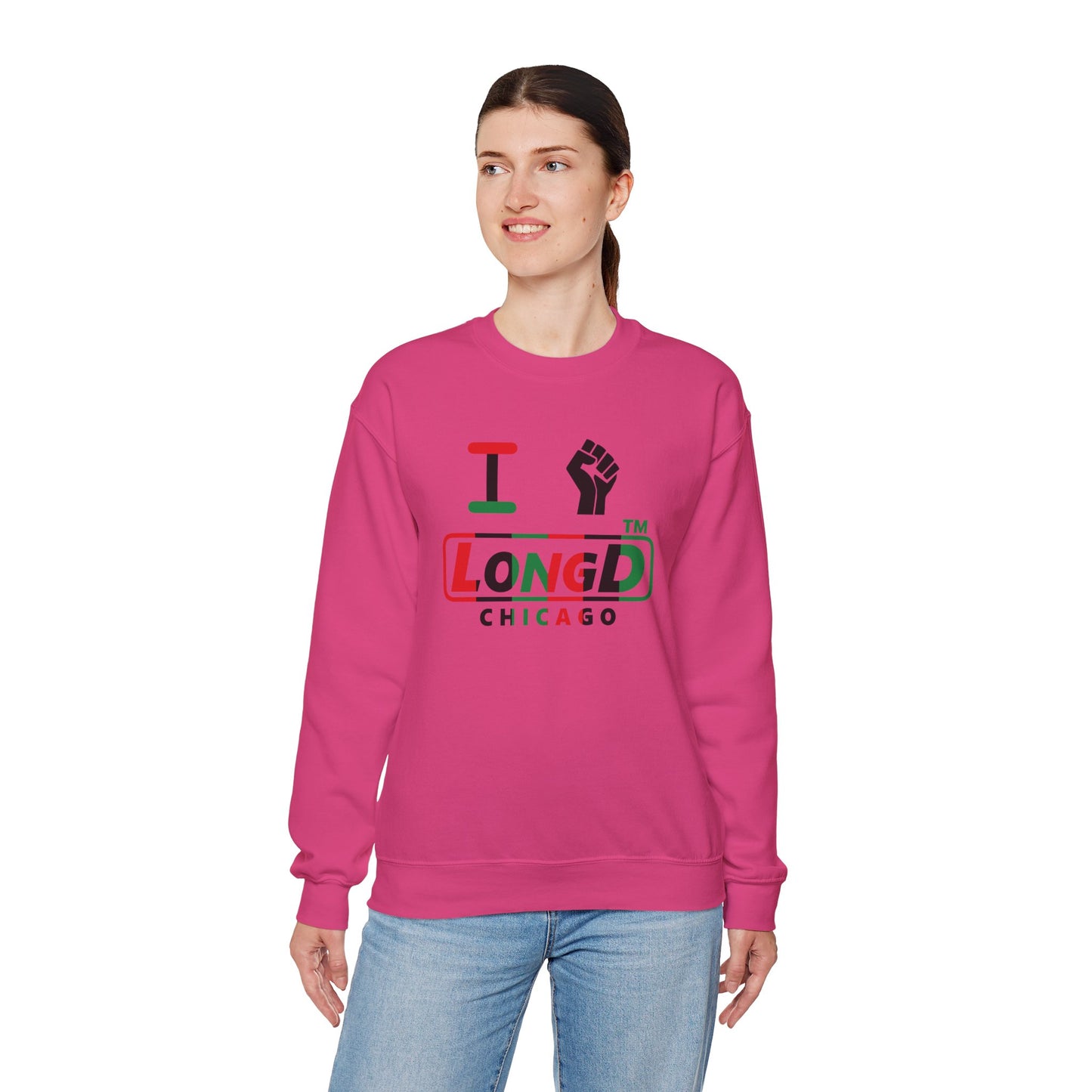 I fist LongD positive vertical 6-striped Chicago logo crewneck sweatshirt