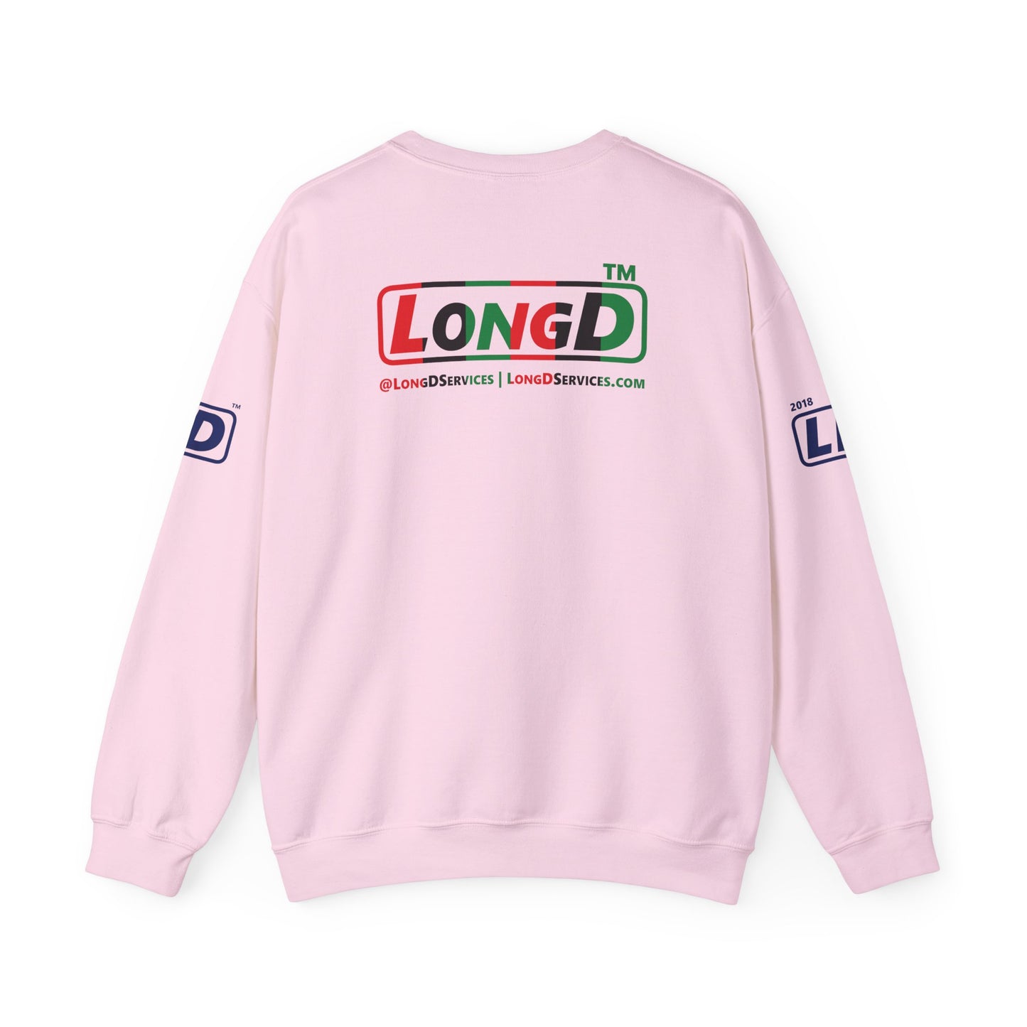 I fist LongD positive vertical 6-striped 4-print tag-domain logo crewneck sweatshirt