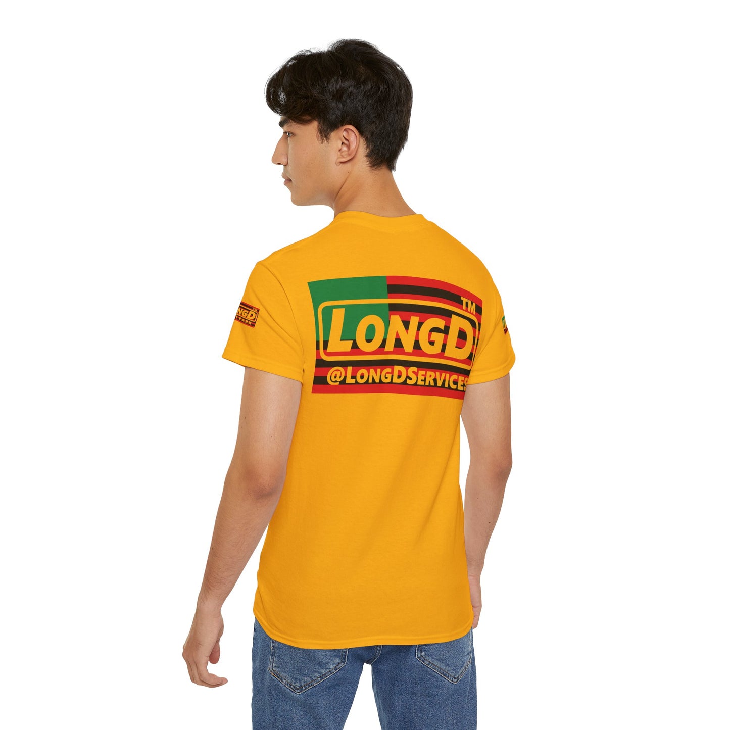 LongD negative flag Chicago logo 4-print cotton tee (Juneteenth colors)