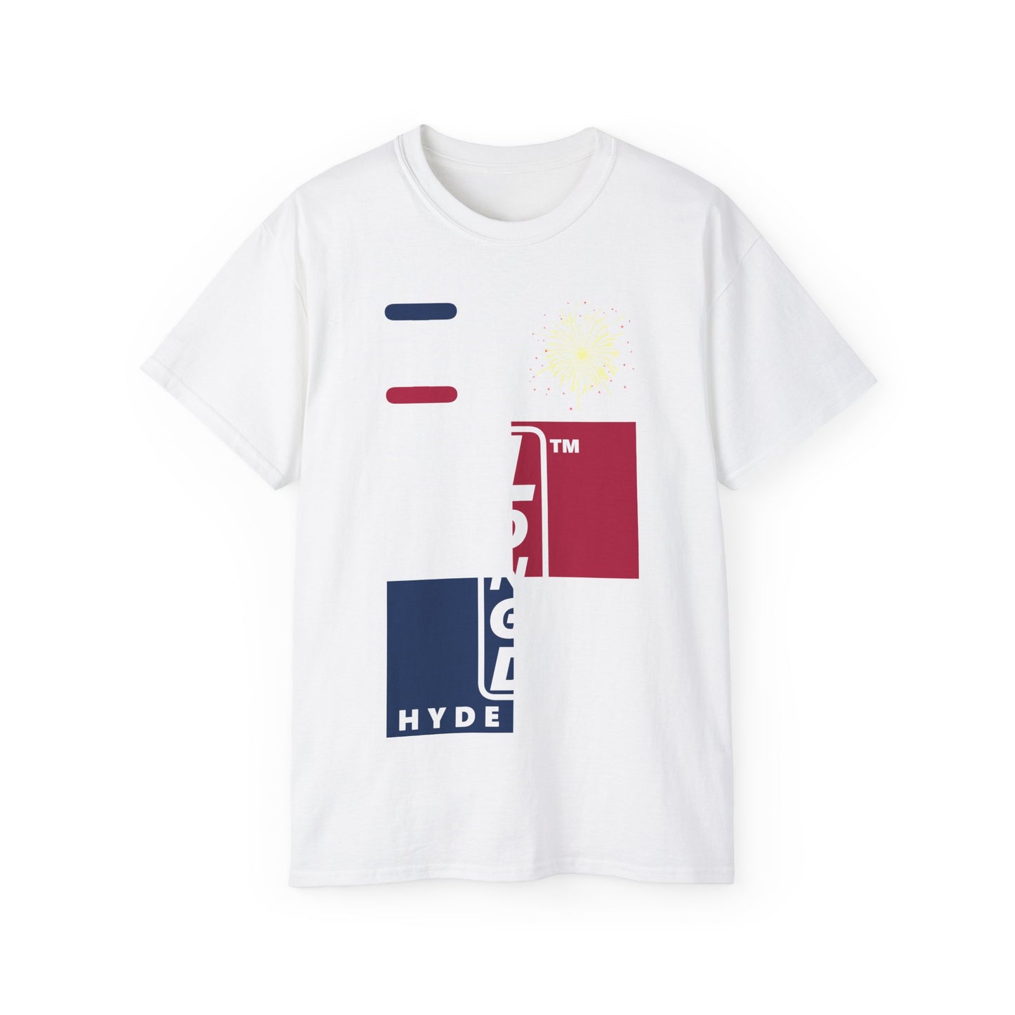I Burst LongD cotton tee negative quarters Hyde Park upright logo (Patriotic colors)