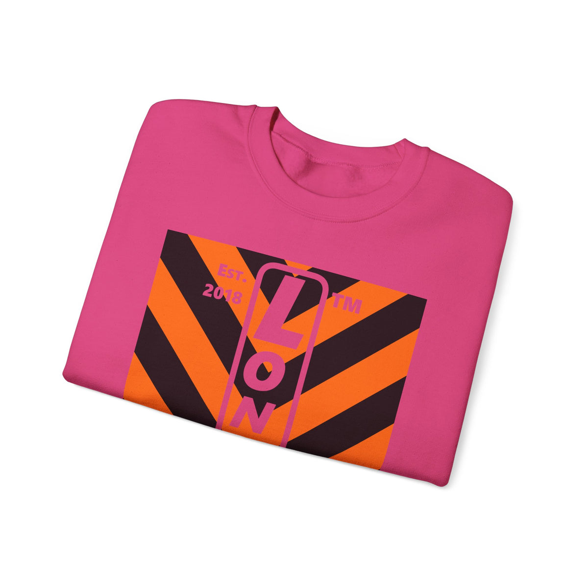 LongD Hyde Park negative upright downward chevron logo (Halloween colors) crewneck sweatshirt