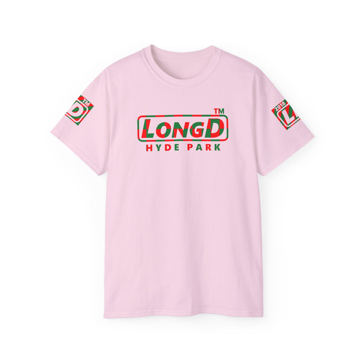 LongD Hyde Park positive checkered 4-print logo (Xmas colors) cotton tee