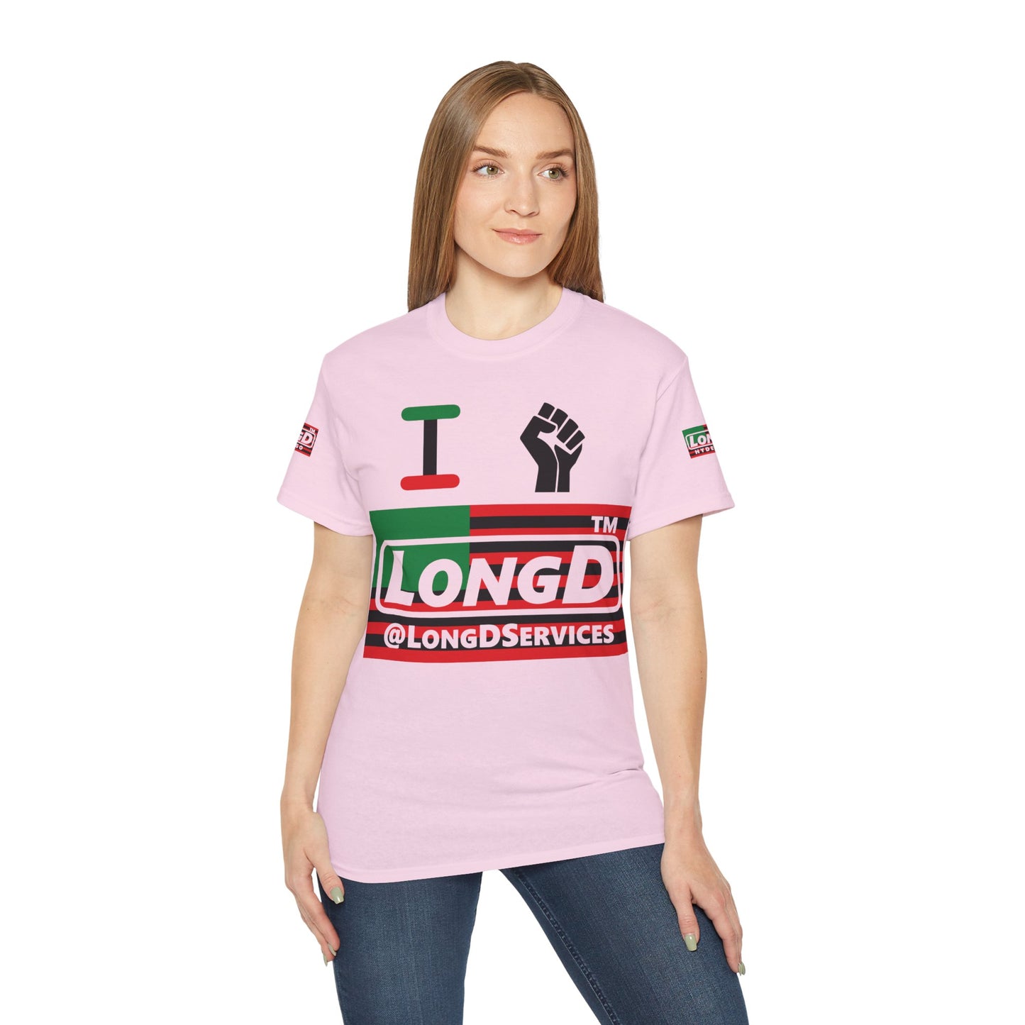I fist LongD negative flag tag logo 4-print cotton tee