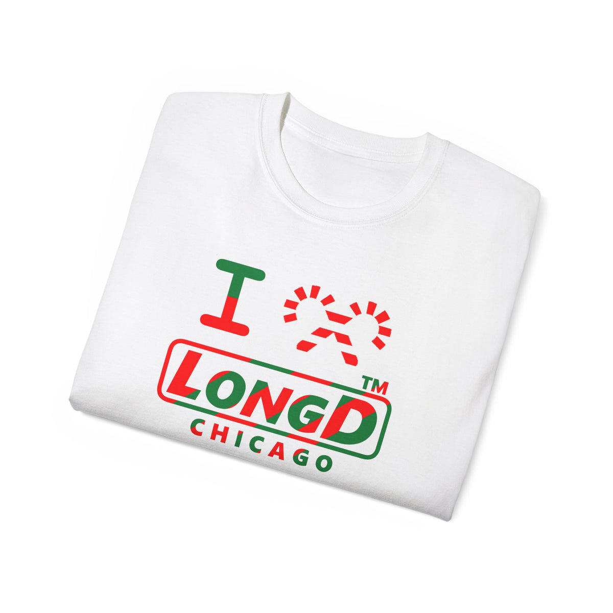 I candy cane LongD Chicago positive pixel-weighted 6-striped logo cotton tee