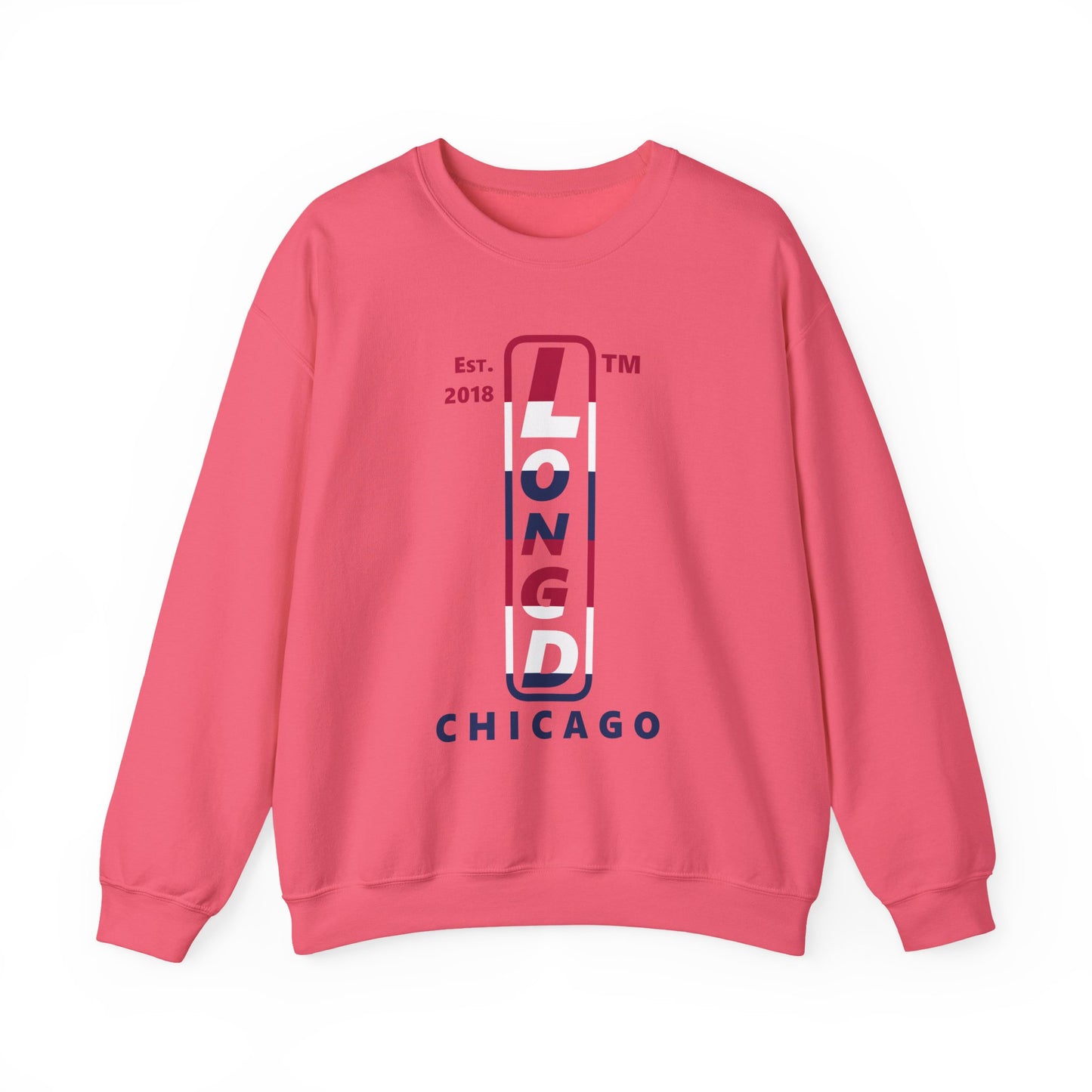 LongD positive horizontal 6-striped Chicago logo crewneck sweatshirt (patriotic colors)