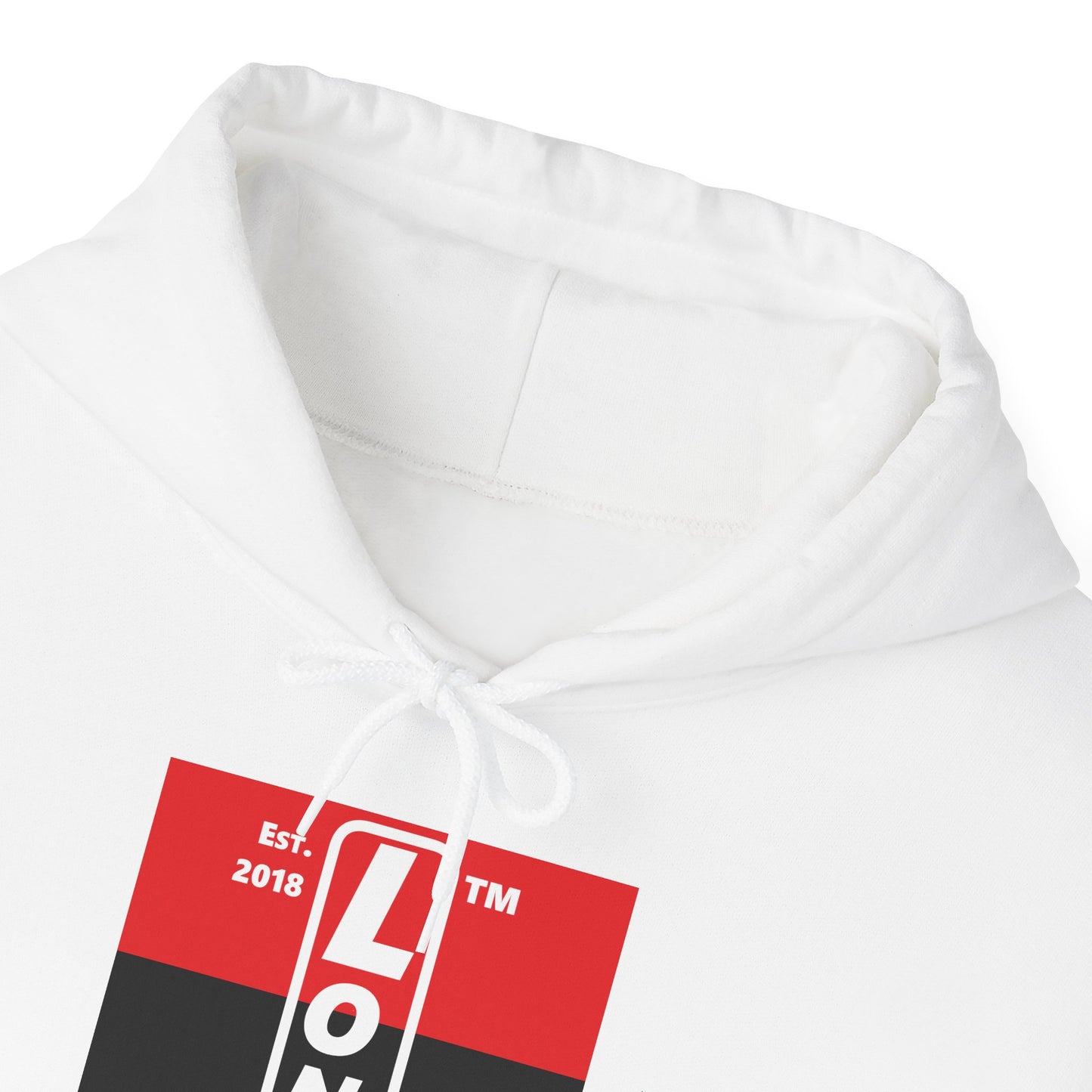 LongD® negative horizontal 3-striped upright Hyde Park logo hoodie (Juneteenth colors)