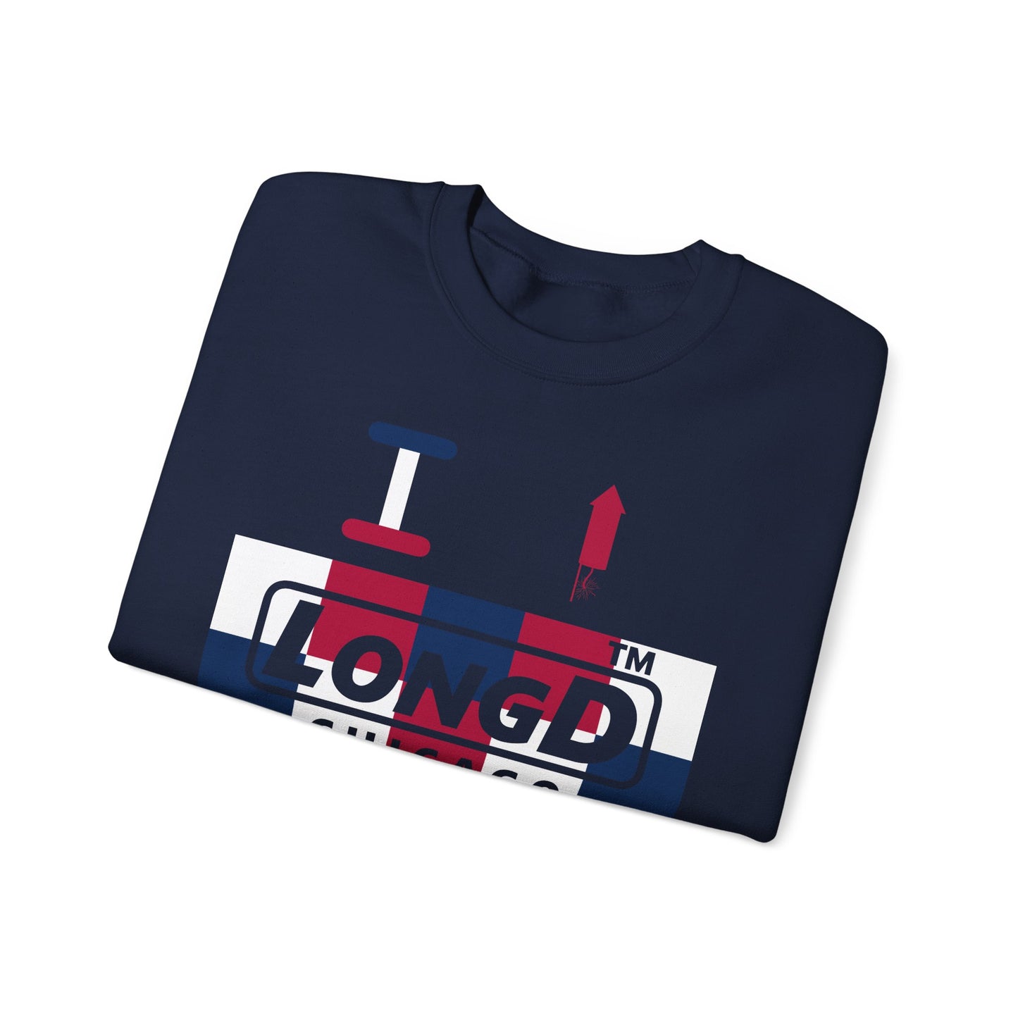 I firecracker LongD negative 2x5 Chicago logo crewneck sweatshirt