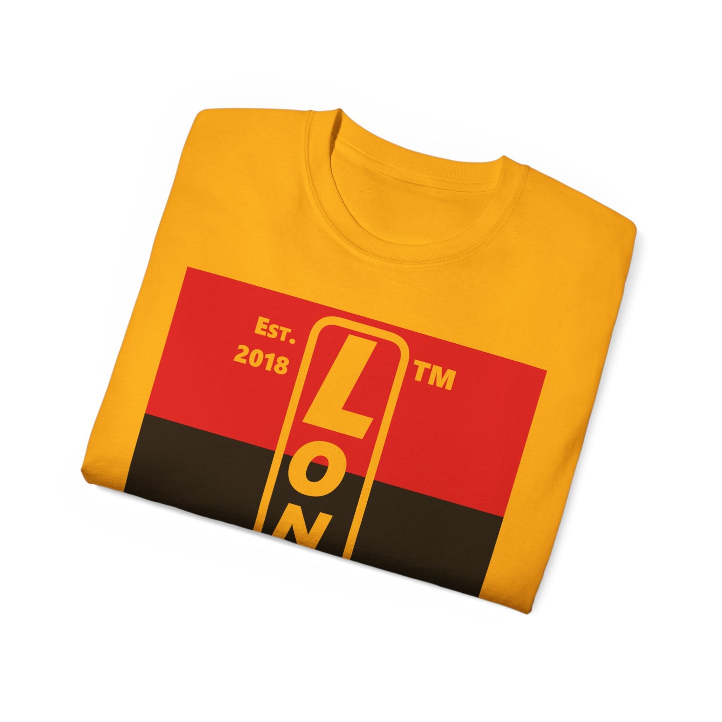 LongD Cotton Tee negative horizontal striped Hyde Park upright logo (Juneteenth colors)