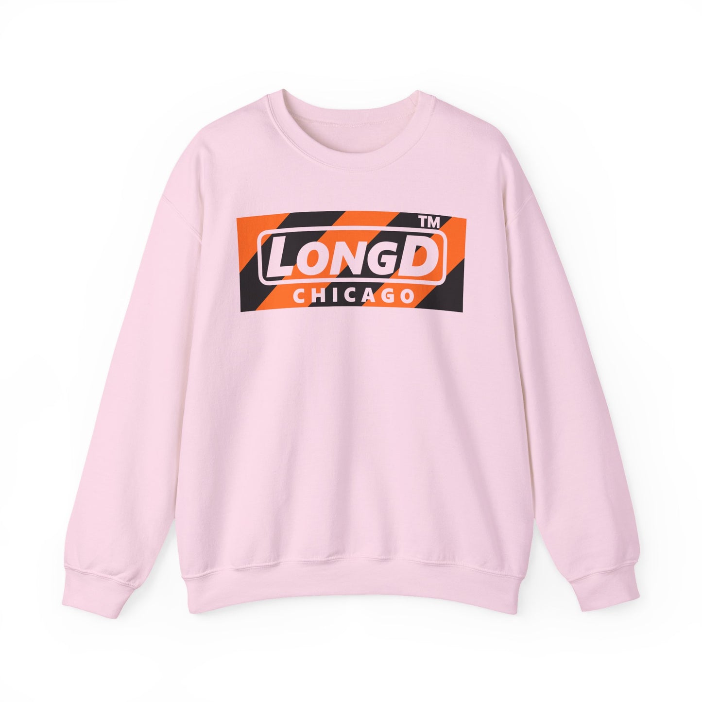 LongD Chicago negative diagonal 6-striped front-back logo (Halloween colors) crewneck sweatshirt