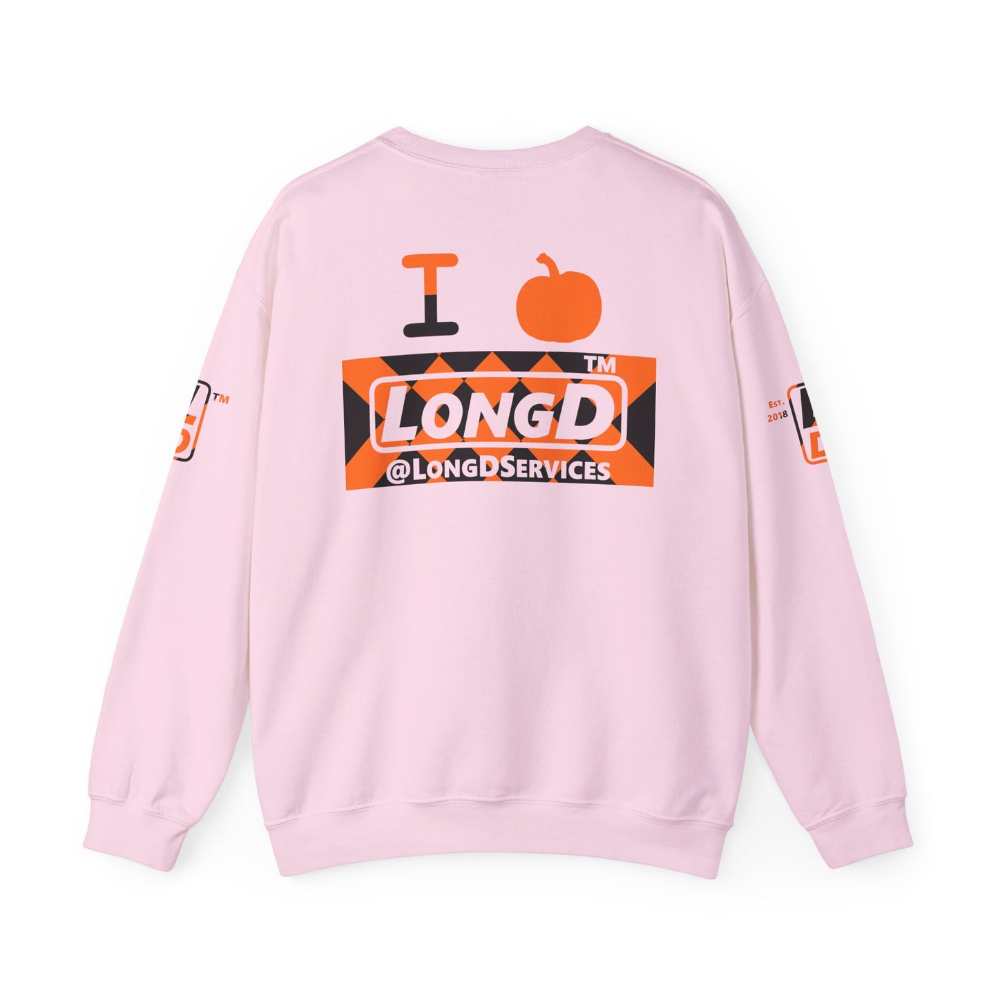 I pumpkin LongD Tag negative stylized argyle 4-print logo crewneck sweatshirt