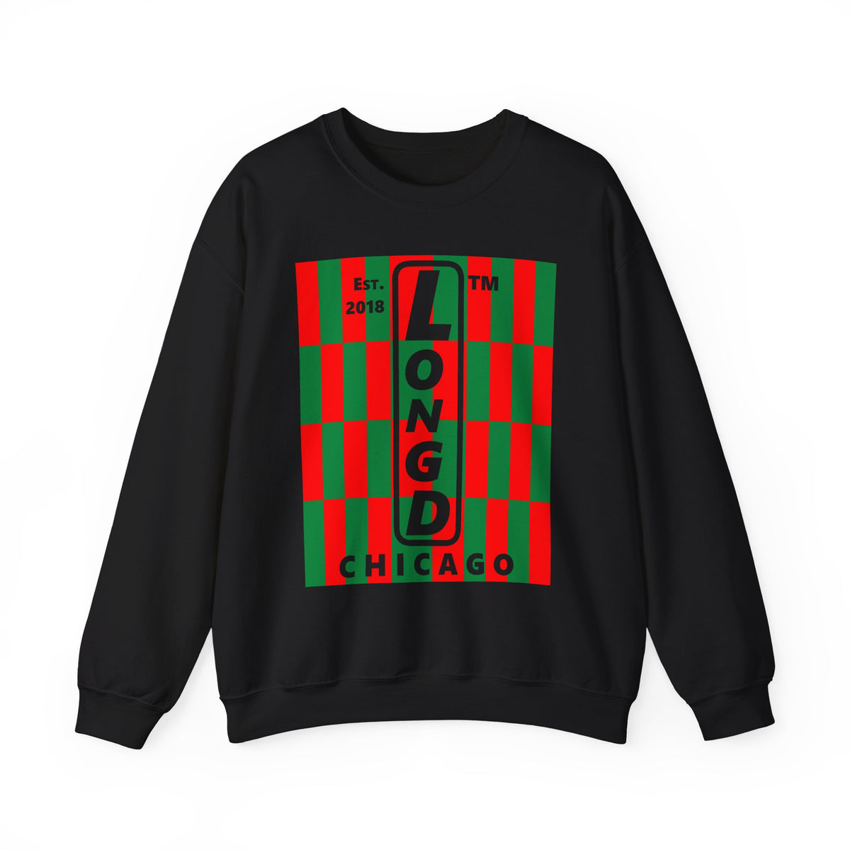 LongD Chicago negative upright tiled logo (Xmas colors) crewneck sweatshirt