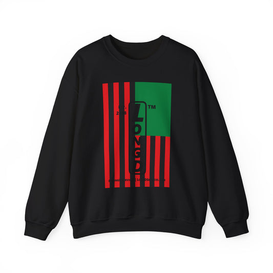 LongD negative cropped flag tag-domain upright logo crewneck sweatshirt (Juneteenth colors)