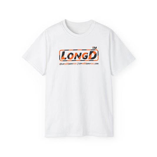 LongD Tag-domain positive 12-striped logo (Halloween colors) cotton tee