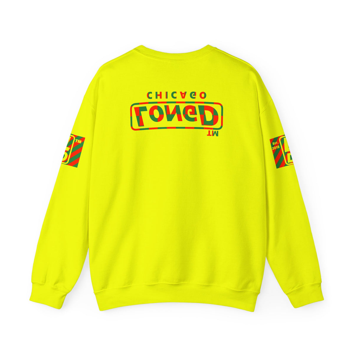 LongD Chicago positive checkered 4-print logo (Xmas colors) crewneck sweatshirt