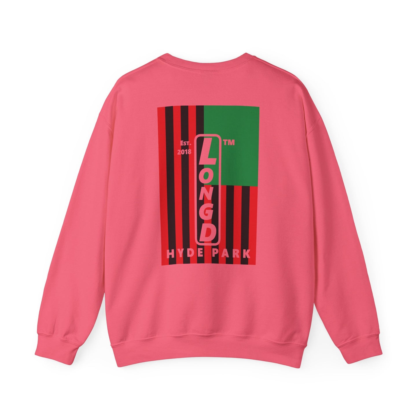 LongD negative cropped flag single-breasted front-back Hyde Park upright logo crewneck sweatshirt (Juneteenth colors)