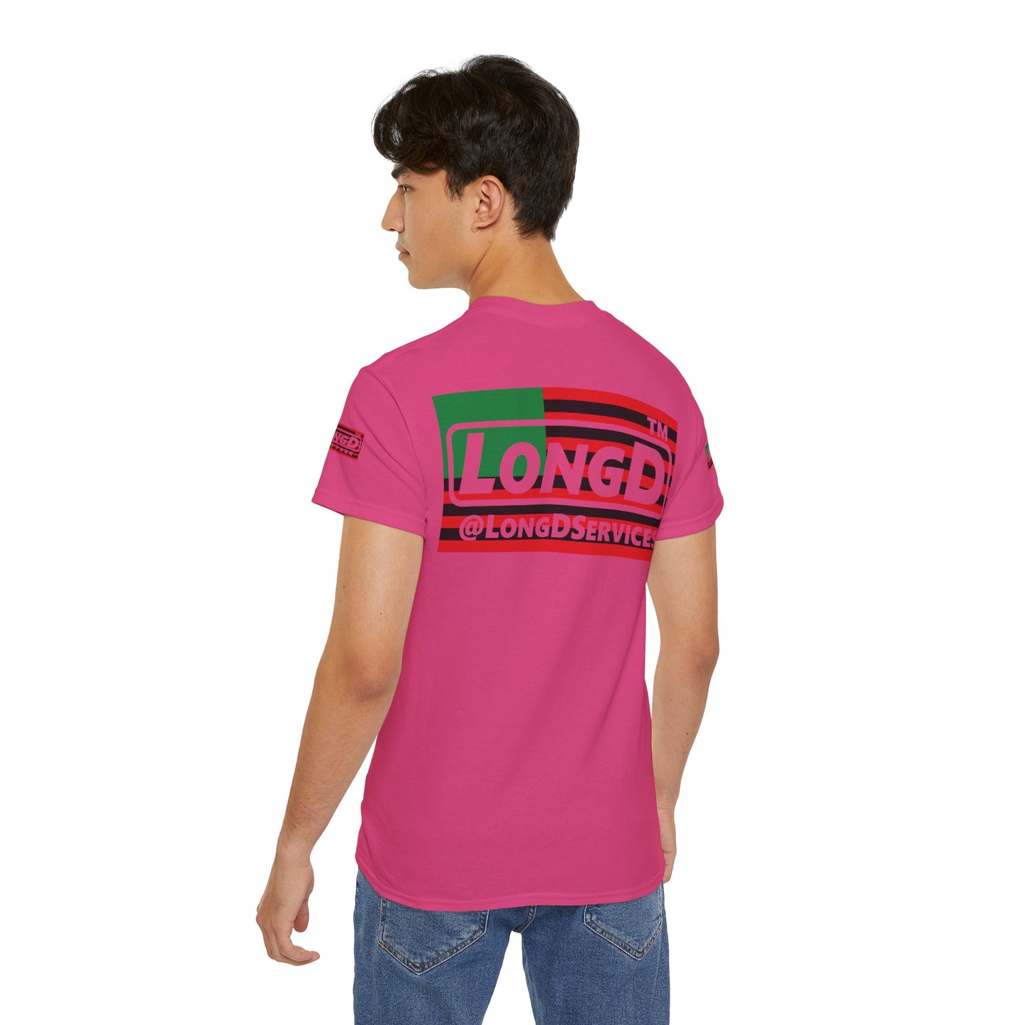 LongD negative flag Chicago logo 4-print cotton tee (Juneteenth colors)