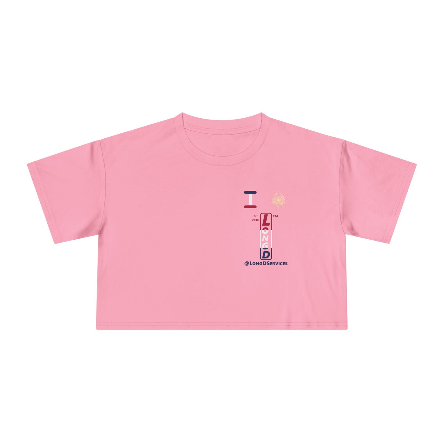 I burst LongD positive horizontal 3-striped upright single-breasted tag logo crop tee