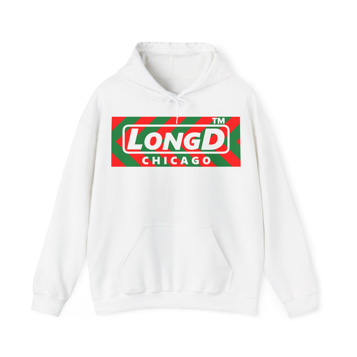 LongD Chicago negative leftward chevron logo (Xmas colors) hoodie