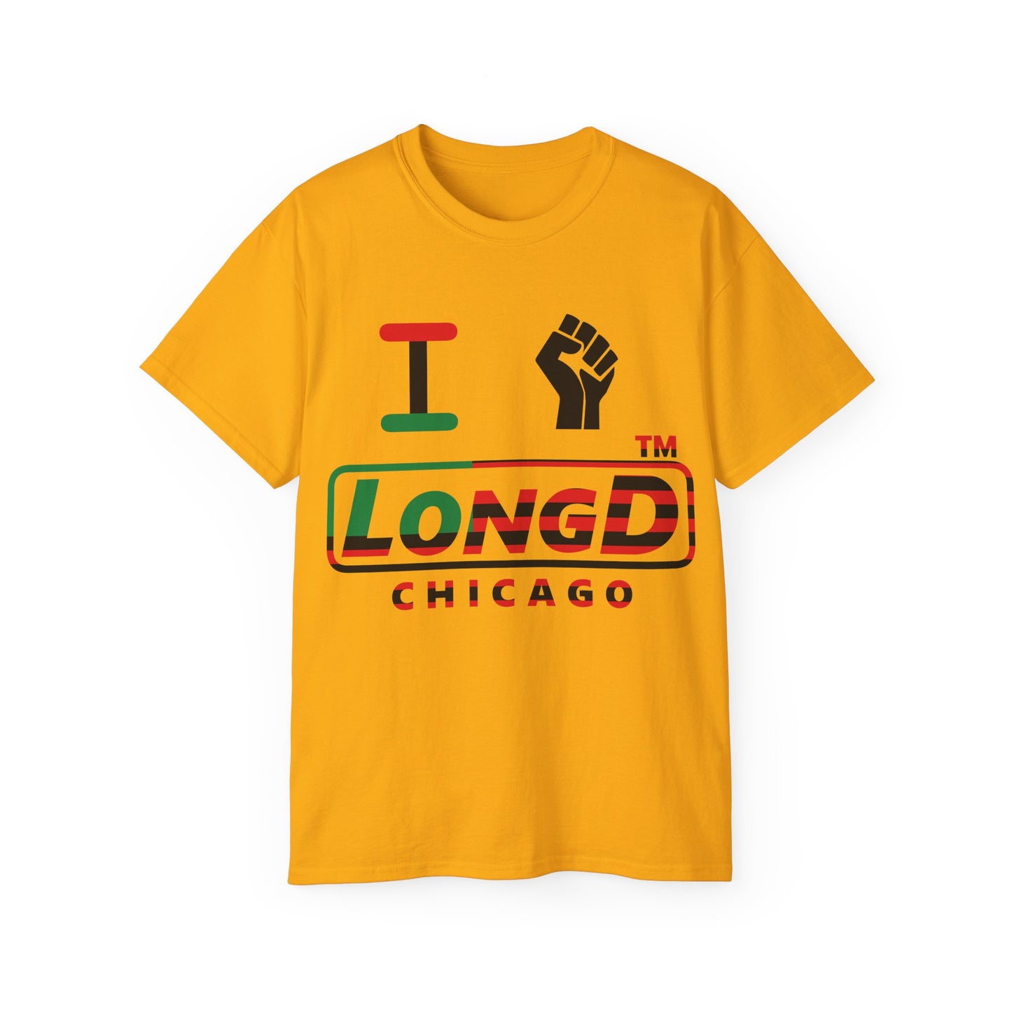 I fist LongD positive flag Chicago logo cotton tee