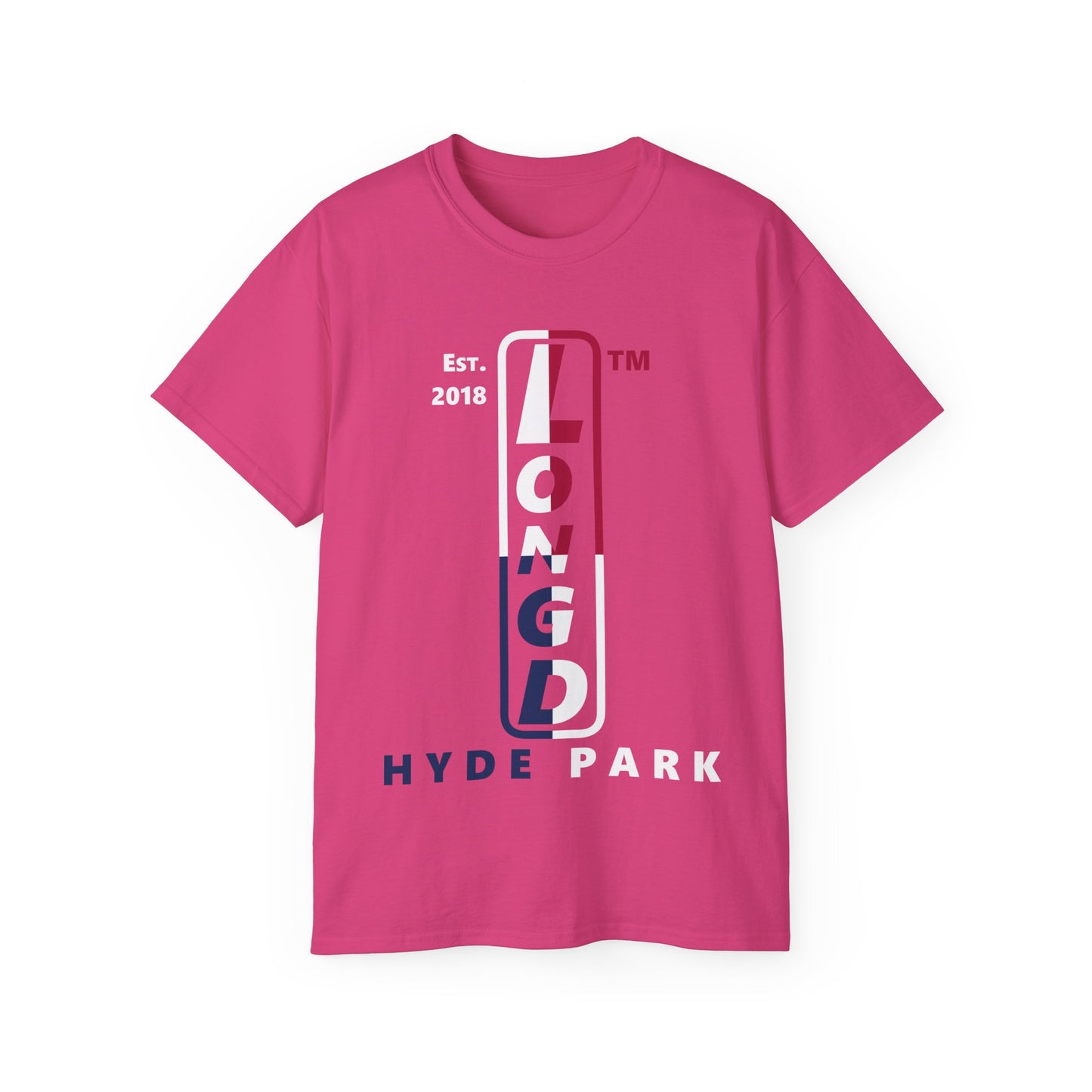 LongD cotton tee positive quarters Hyde Park upright logo (Patriotic colors)