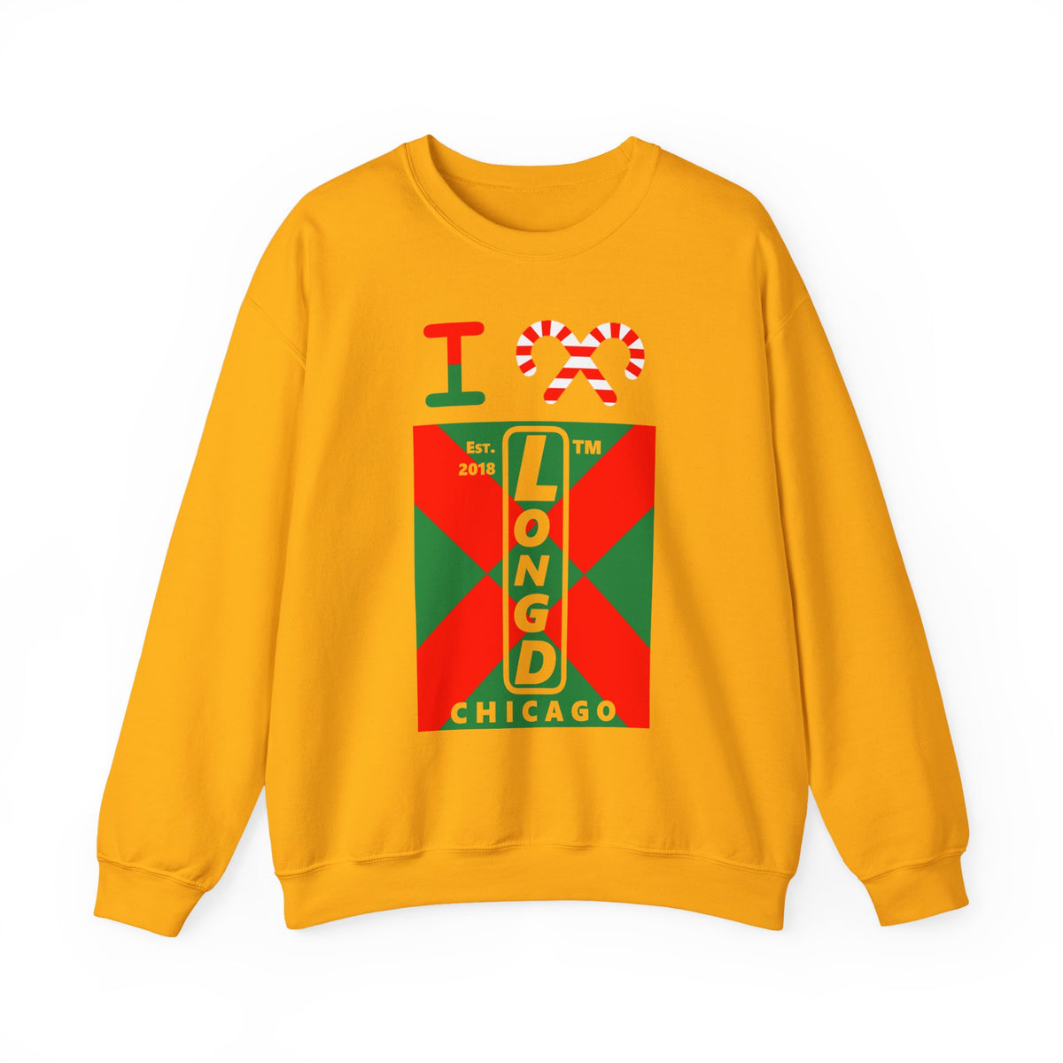 I candy cane LongD Chicago negative upright argyle x logo crewneck sweatshirt