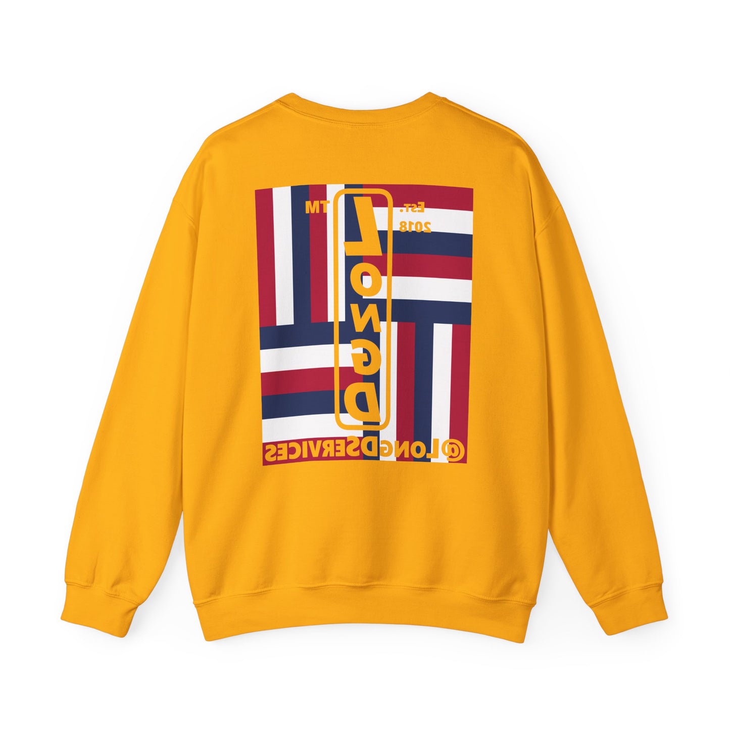 I Burst LongD negative windmill tag upright front-back logo crewneck sweatshirt