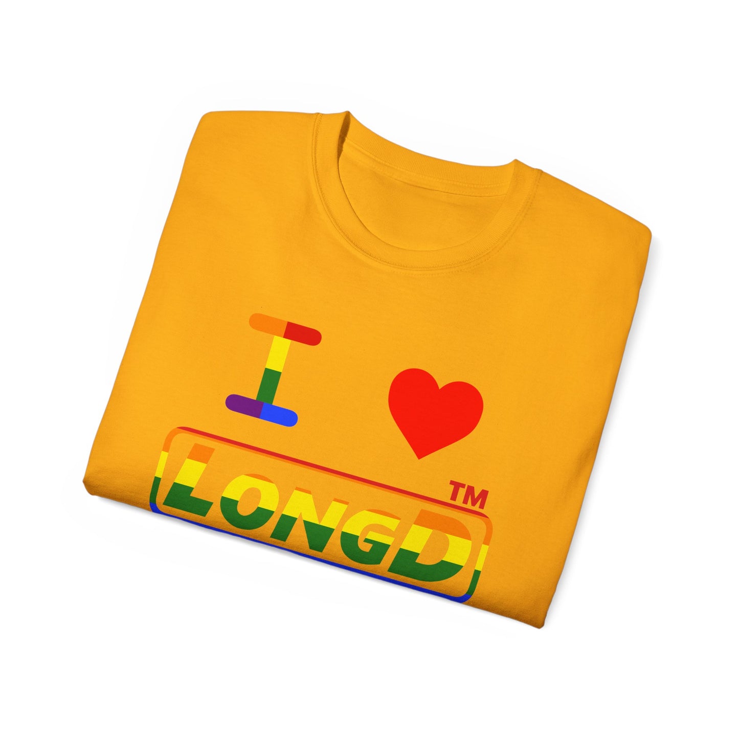 I Luv LongD positive horizontal striped Chicago logo cotton tee (Pride colors)