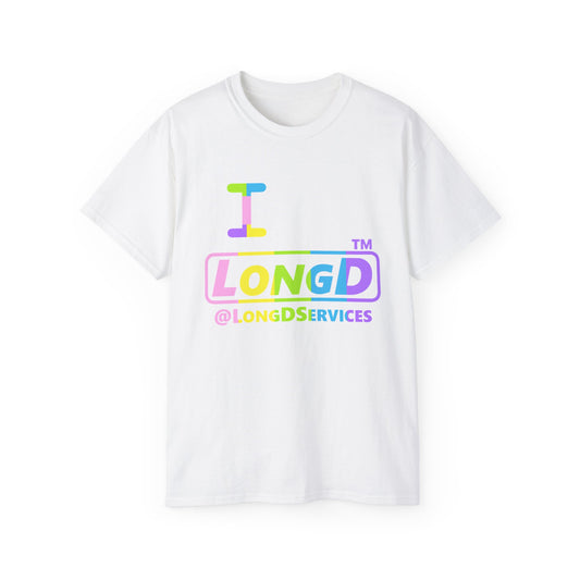 I Bunny LongD® positive vertical striped Tag Logo Cotton Tee