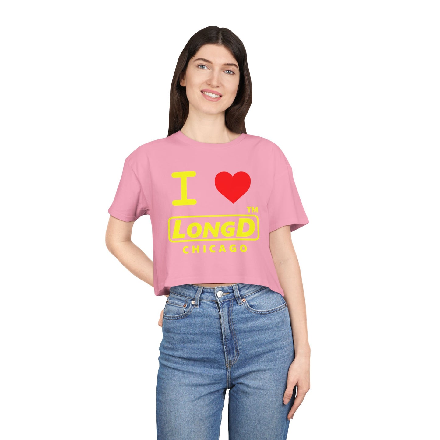 I Luv LongD Logo (Chicago positive alternate) Women's Crop Tee