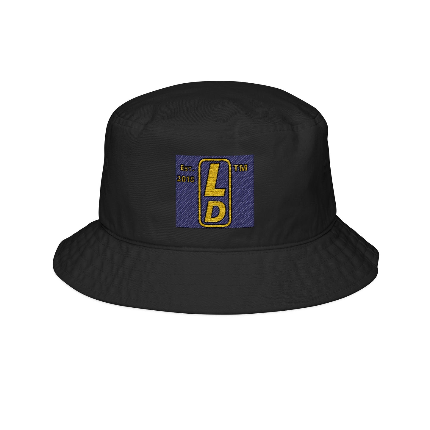 Embroidered alternate upright logo initials bucket hat