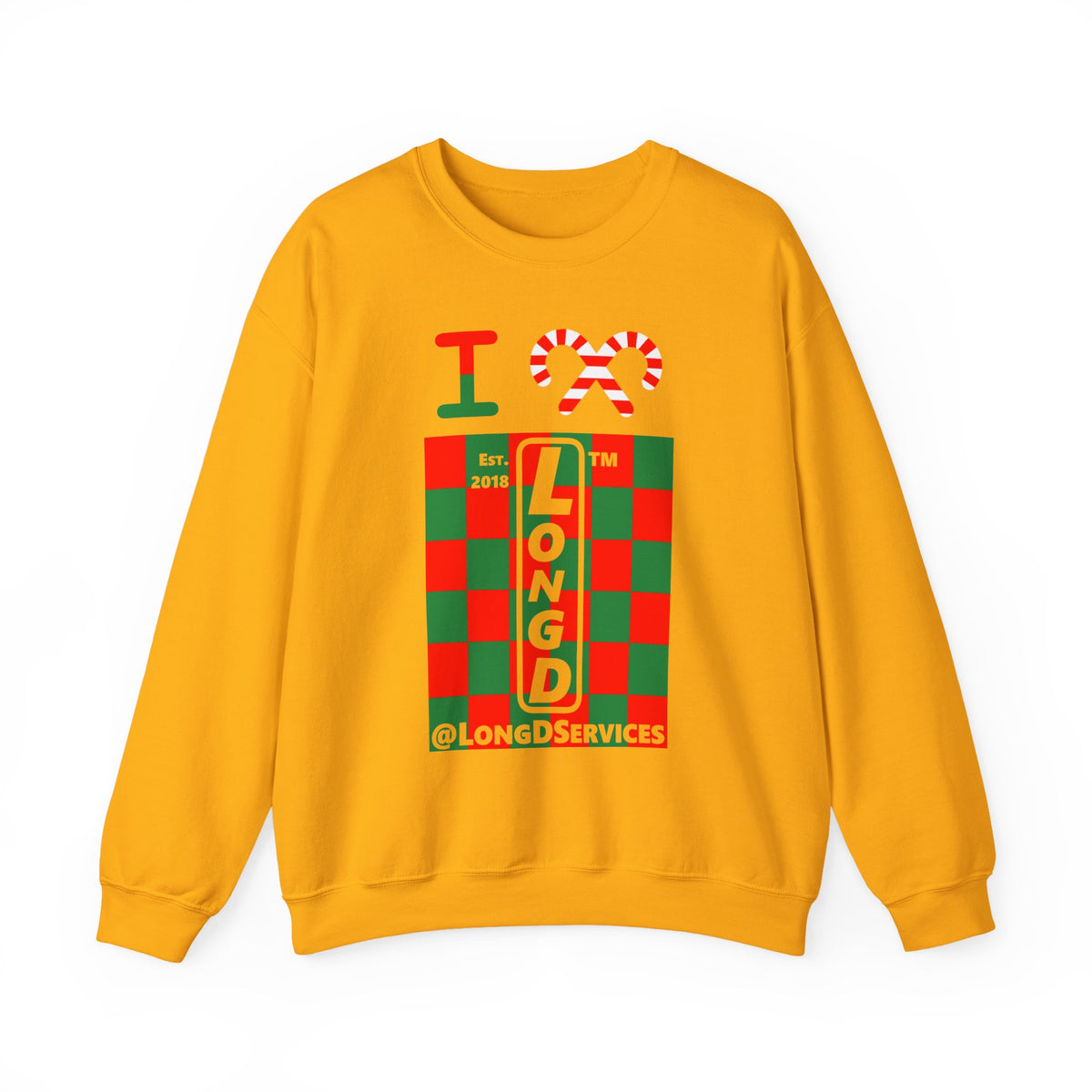 I candy cane LongD Tag negative upright checkered logo crewneck sweatshirt