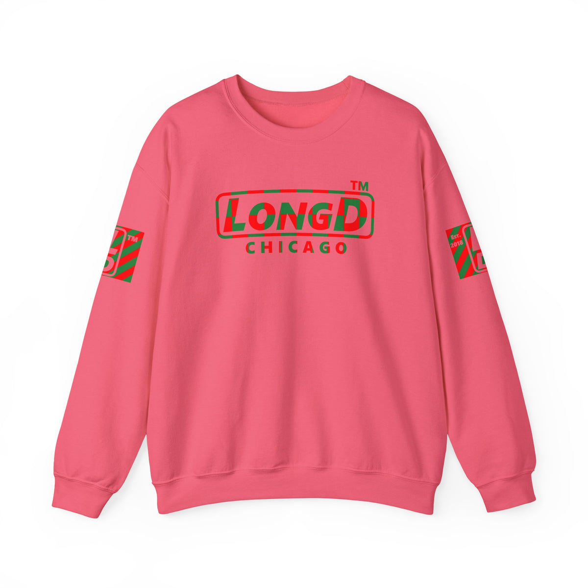 LongD Chicago positive checkered 4-print logo (Xmas colors) crewneck sweatshirt