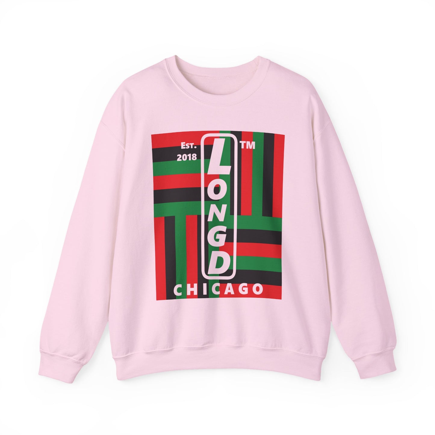 LongD negative windmill Chicago upright logo crewneck sweatshirt (Juneteenth colors)