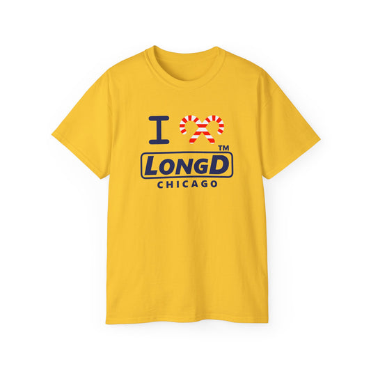 I candy cane LongD Chicago positive official basic navy front-back logo cotton tee