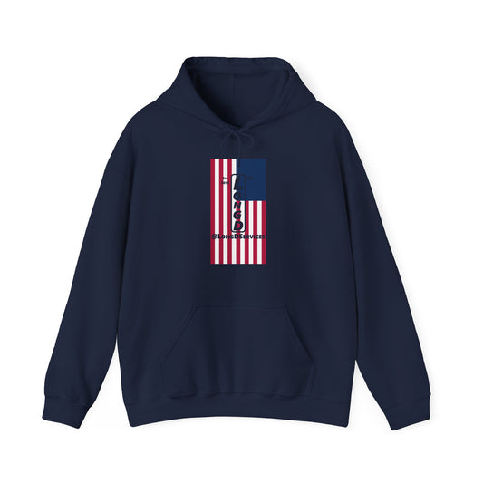 LongD® negative flag upright tag logo hoodie (Patriotic colors)