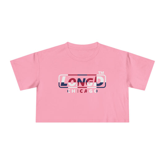 LongD positive 2x5 double-breasted front-back Chicago Logo Crop Tee (Patriotic colors)