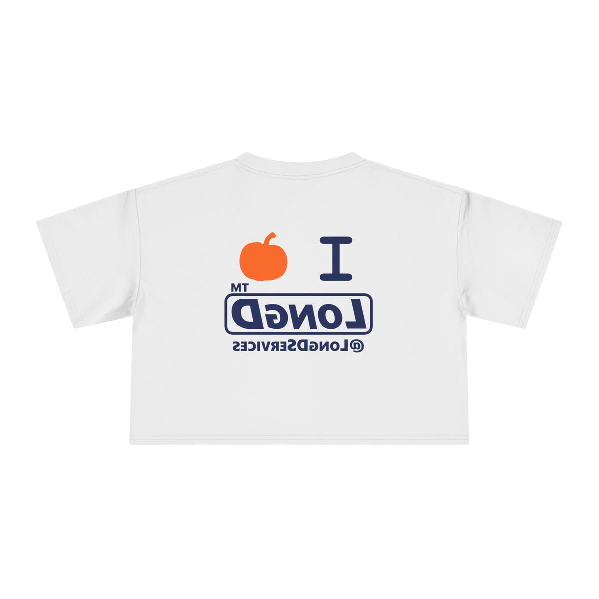I pumpkin LongD Tag positive basic Navy (002060) front-back logo crop tee