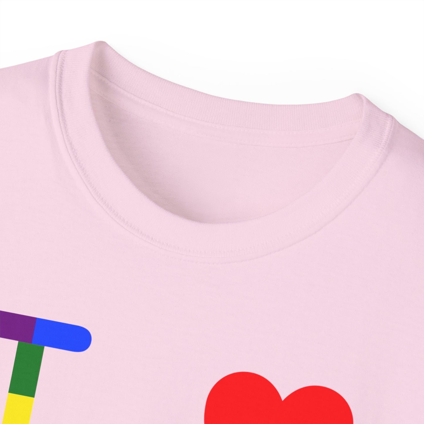 I Luv LongD Cotton Tee positive horizontal striped Chicago upright logo (Pride colors)