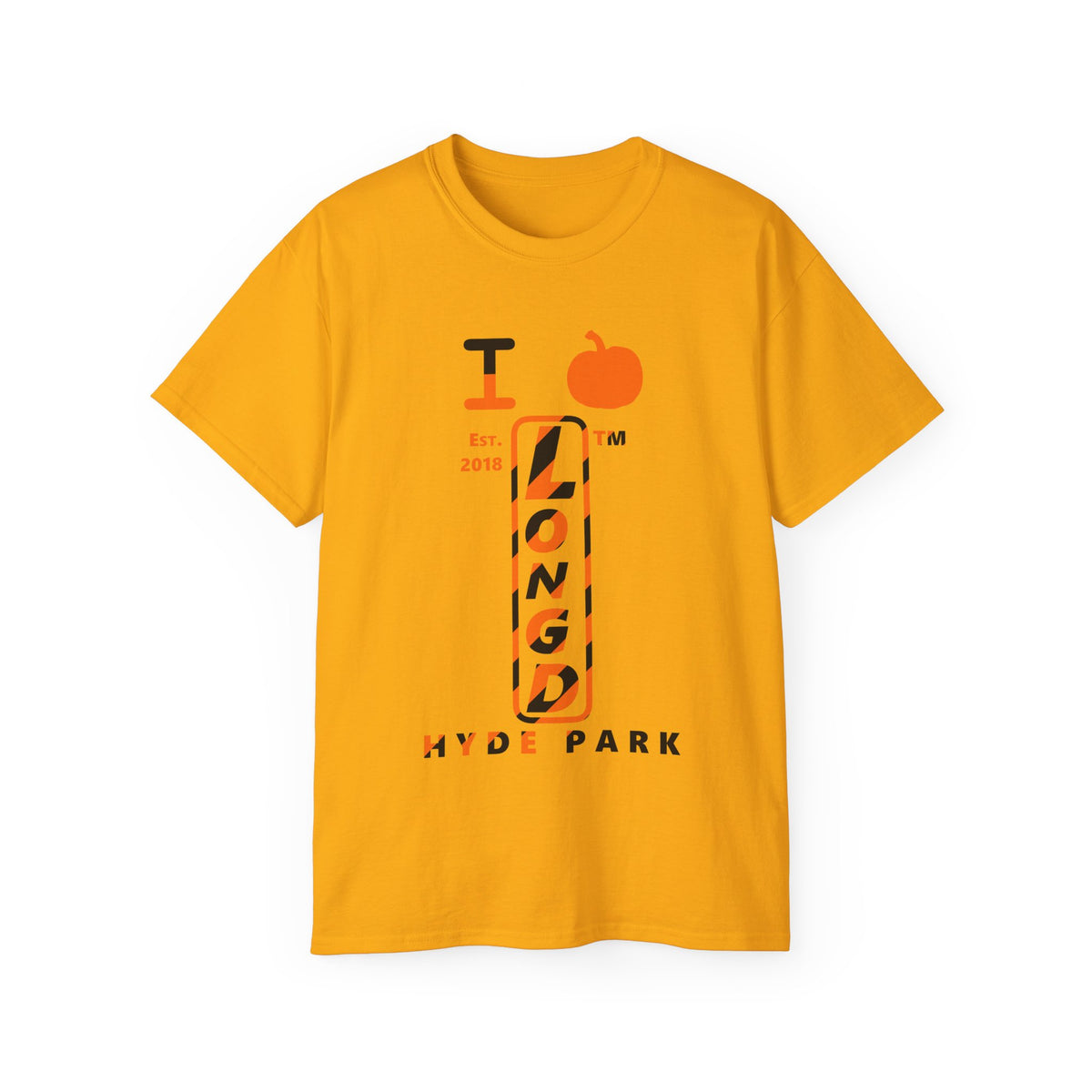 I pumpkin LongD Hyde Park positive upright pixel-weighted 12-striped logo cotton tee