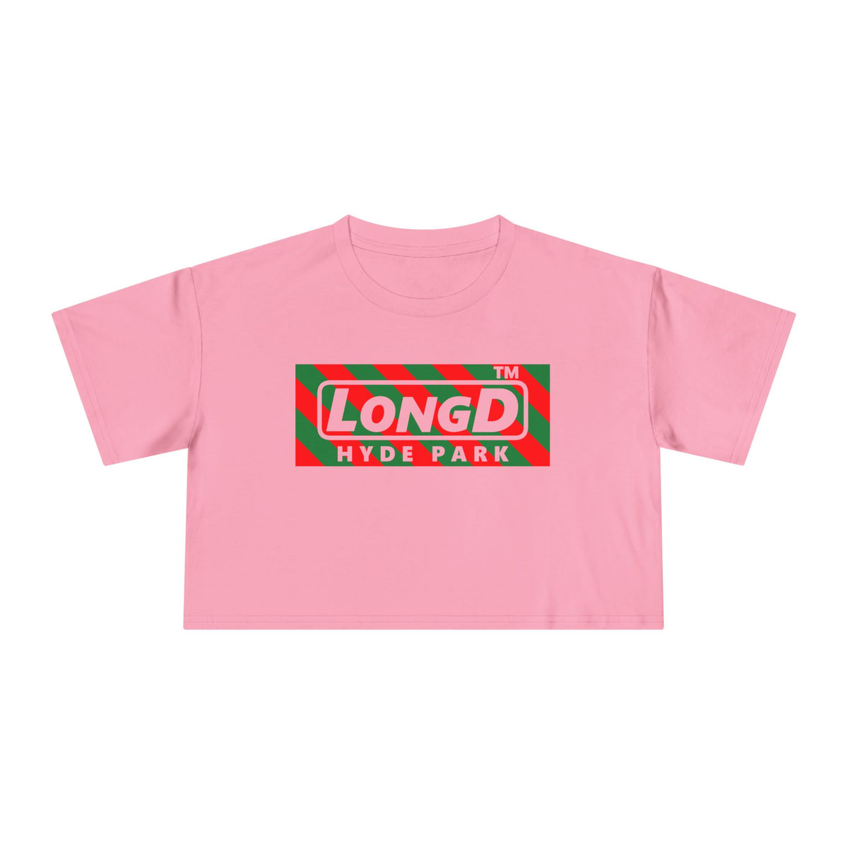 LongD Hyde Park negative 12-striped logo (Xmas colors) crop tee
