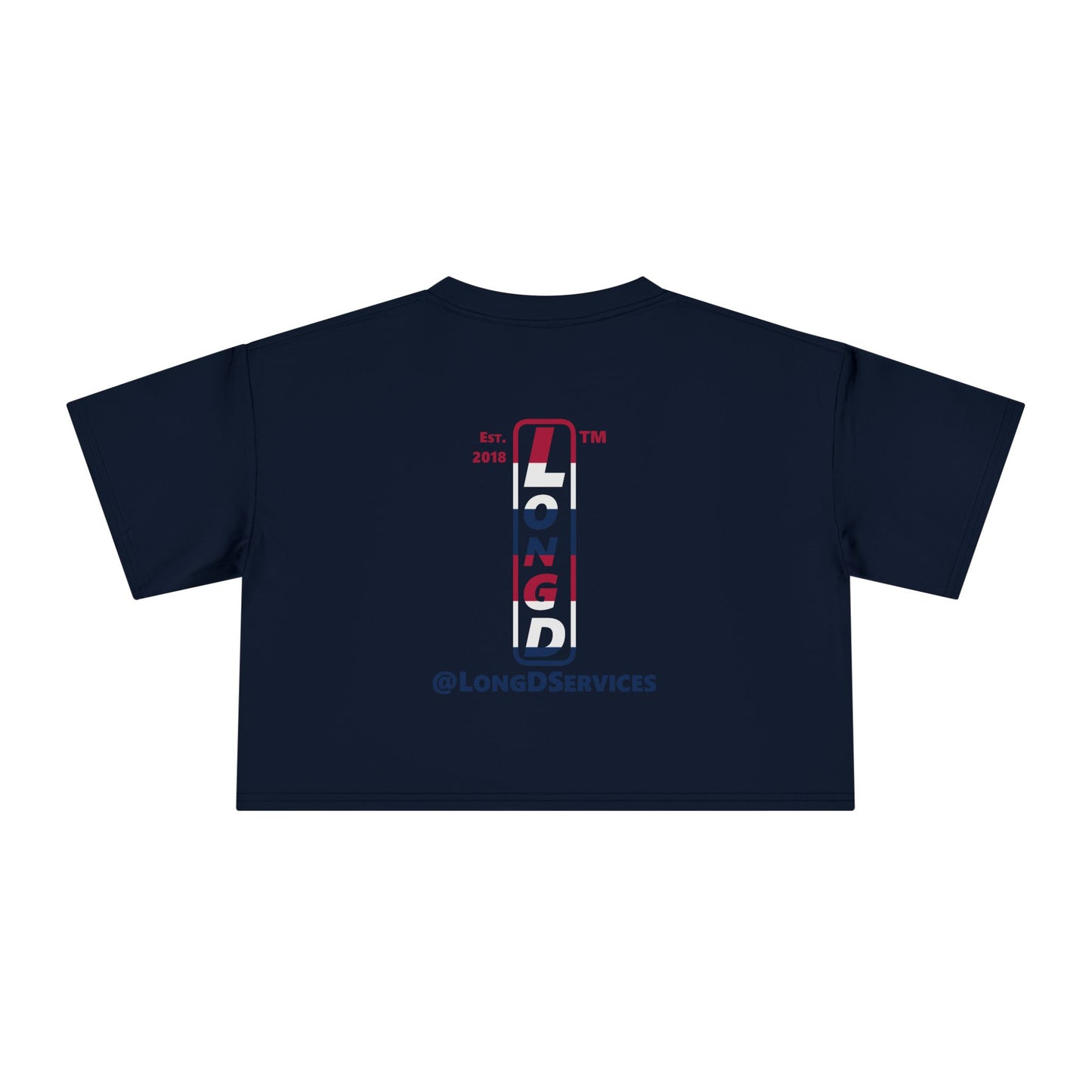 I burst LongD positive horizontal 6-striped single-breasted upright front-back tag logo crop tee